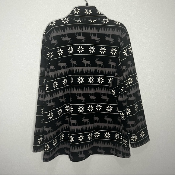 Duluth Trading Fleece 1/4 Snap Pullover Long Sleeve 2X Snow Moose Black Gray - Picture 8 of 9